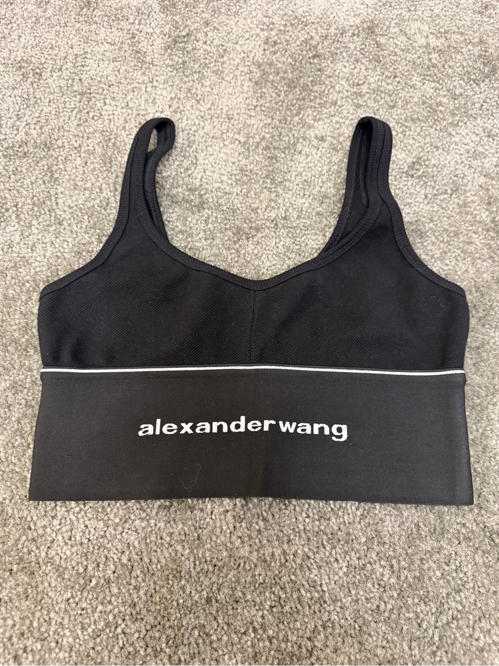 Alexander Wang Black Logo Band Cropped Sport Bralette